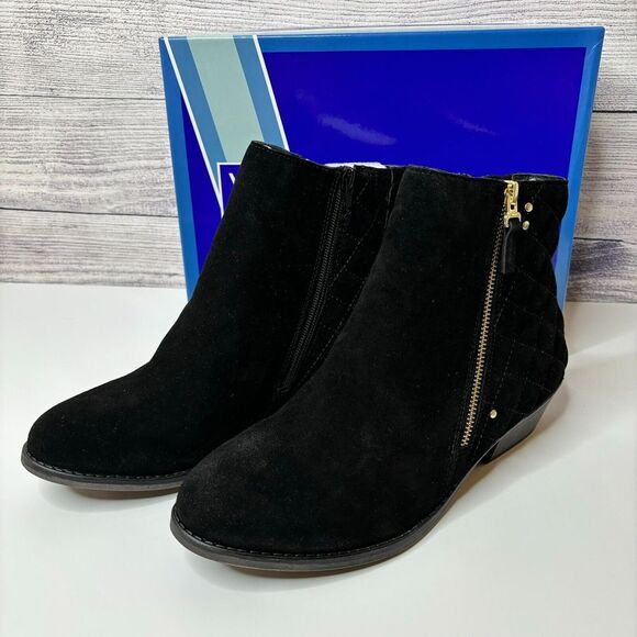 White Mountain Shoes - White Mountain Womens 9.5W Jodi Black Suede Quilted Ankle Boots‎ NIB Scotchguard